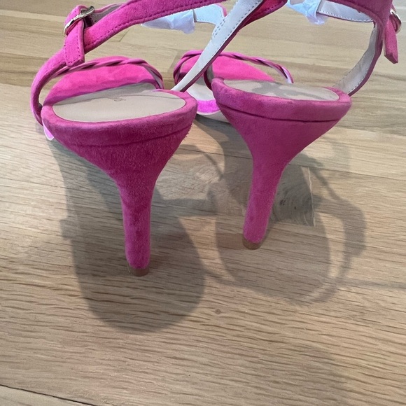 Stuart Weitzman Dancer Twistie 100 Suede Heels Sandal Sz 9.5 Pink - Picture 5 of 6